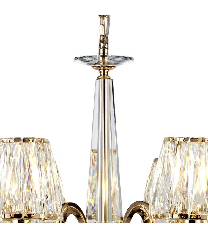Bush 63cm Pendant 6 Light E14 French Gold/Clear Crystal Shade (A)-5