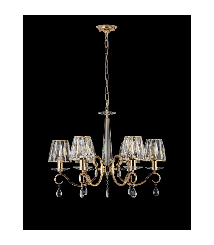 Bush 63cm Pendant 6 Light E14 French Gold/Clear Crystal Shade (A)-9
