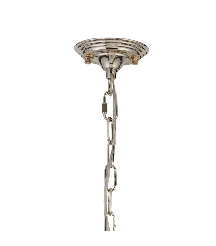 Bush 63cm Pendant 6 Light E14 Polished Nickel/Clear Crystal Shade (A)-5