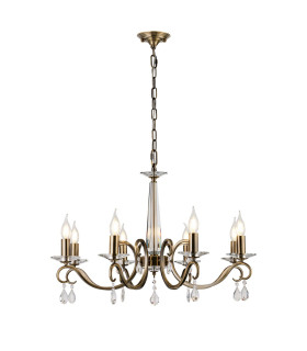 Bush 72cm Pendant WITHOUT SHADE 8 Light E14 Antique Brass/Clear Crystal-1