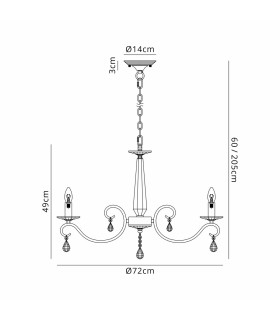 Bush 72cm Pendant WITHOUT SHADE 8 Light E14 Antique Brass/Clear Crystal-2