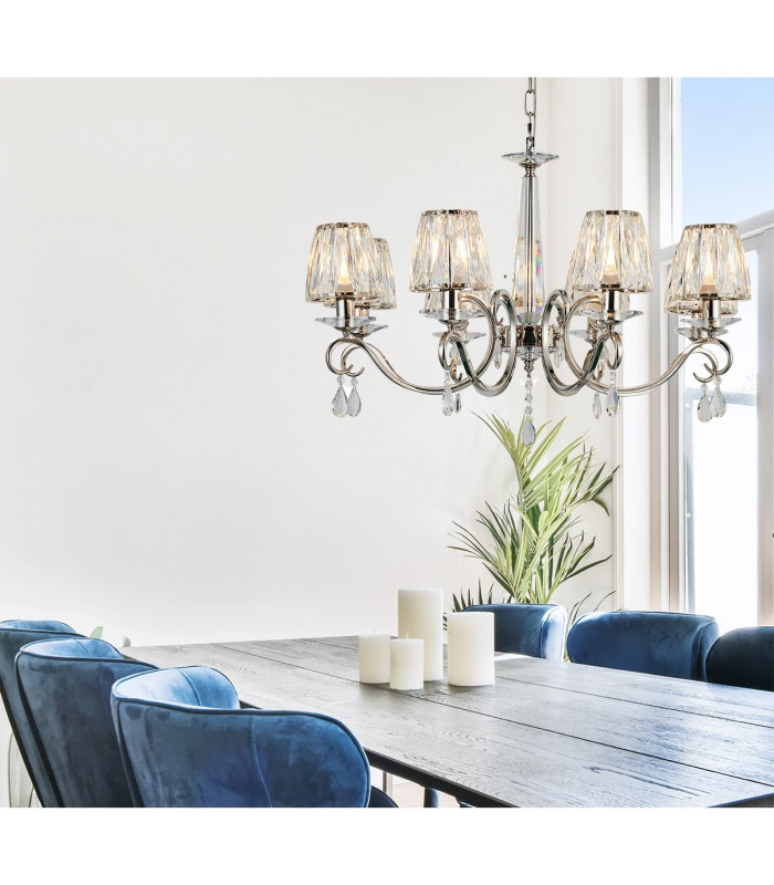 Bush 72cm Pendant WITHOUT SHADE 8 Light E14 Antique Brass/Clear Crystal-5