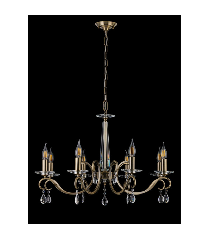 Bush 72cm Pendant WITHOUT SHADE 8 Light E14 Antique Brass/Clear Crystal-10