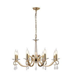 Bush 72cm Pendant WITHOUT SHADE 8 Light E14 French Gold/Clear Crystal-1