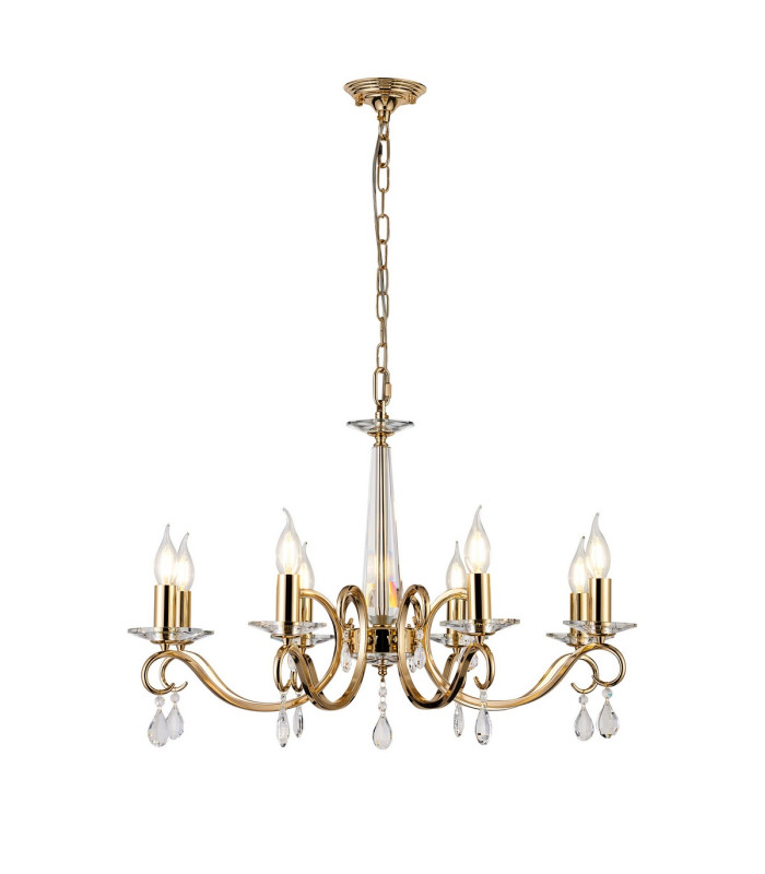 Bush 72cm Pendant WITHOUT SHADE 8 Light E14 French Gold/Clear Crystal-1