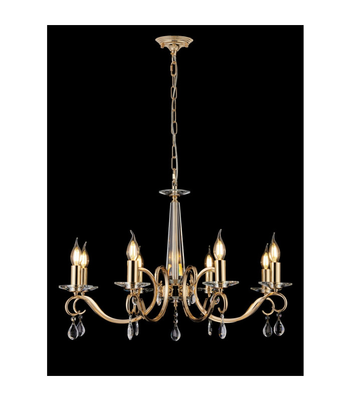 Bush 72cm Pendant WITHOUT SHADE 8 Light E14 French Gold/Clear Crystal-3