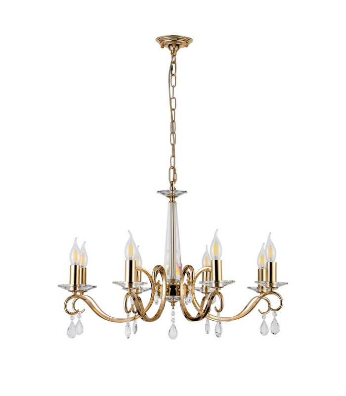 Bush 72cm Pendant WITHOUT SHADE 8 Light E14 French Gold/Clear Crystal-4