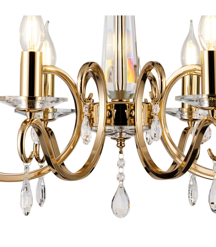 Bush 72cm Pendant WITHOUT SHADE 8 Light E14 French Gold/Clear Crystal-6