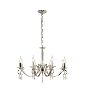 Bush 72cm Pendant WITHOUT SHADE 8 Light E14 Polished Nickel/Clear Crystal-1