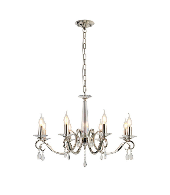 Bush 72cm Pendant WITHOUT SHADE 8 Light E14 Polished Nickel/Clear Crystal-1