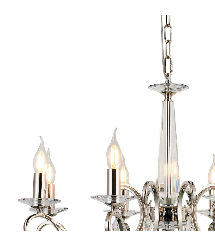 Bush 72cm Pendant WITHOUT SHADE 8 Light E14 Polished Nickel/Clear Crystal-6
