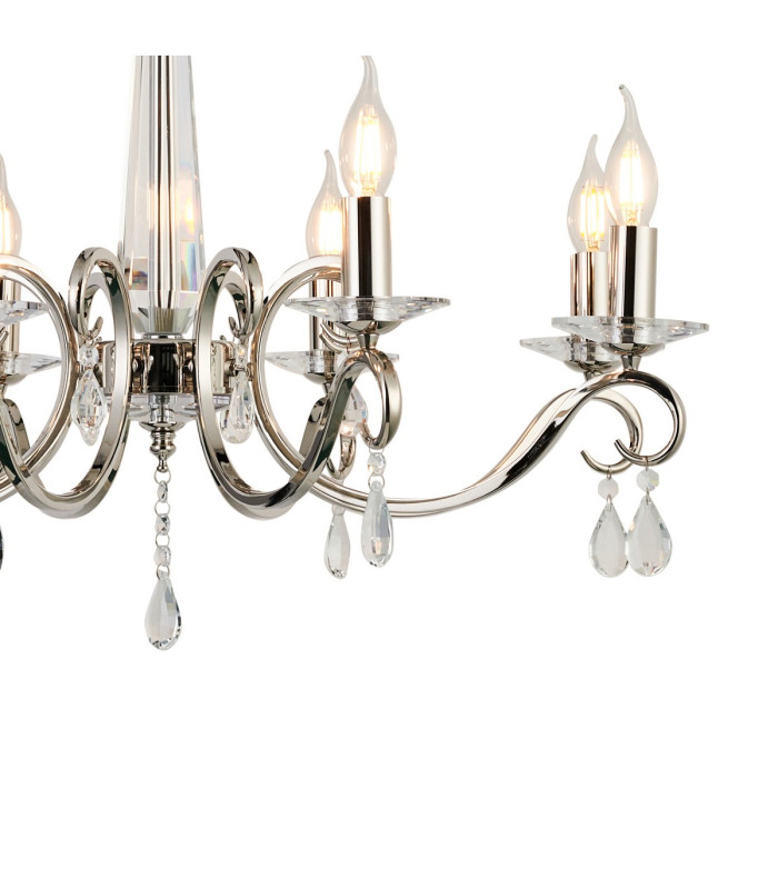 Bush 72cm Pendant WITHOUT SHADE 8 Light E14 Polished Nickel/Clear Crystal-7