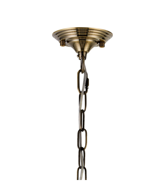 Bush 75cm Pendant 8 Light E14 Antique Brass/Clear Crystal Shade (A)-6