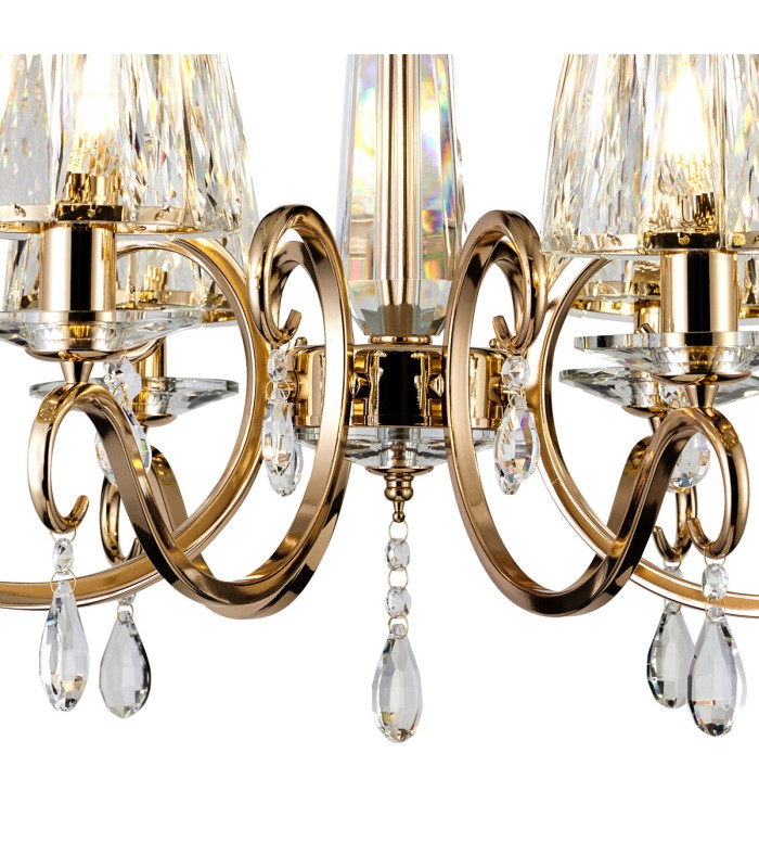 Bush 75cm Pendant 8 Light E14 French Gold/Clear Crystal Shade (A)-6