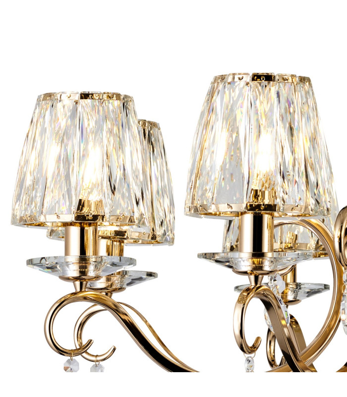 Bush 75cm Pendant 8 Light E14 French Gold/Clear Crystal Shade (A)-7