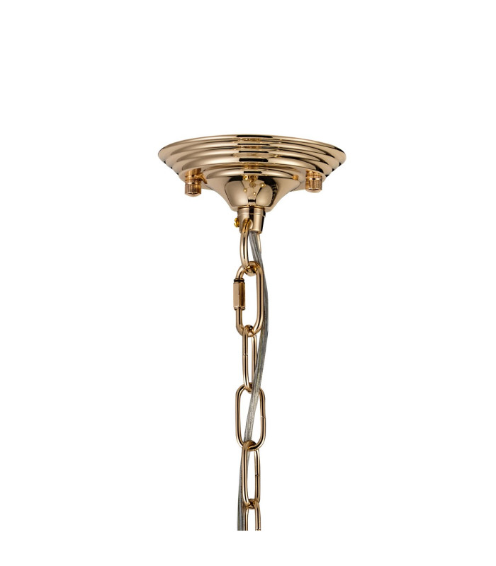 Bush 75cm Pendant 8 Light E14 French Gold/Clear Crystal Shade (A)-8