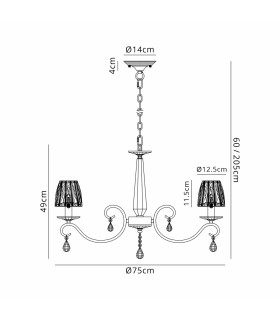 Bush 75cm Pendant 8 Light E14 Polished Nickel/Clear Crystal Shade (A)-2