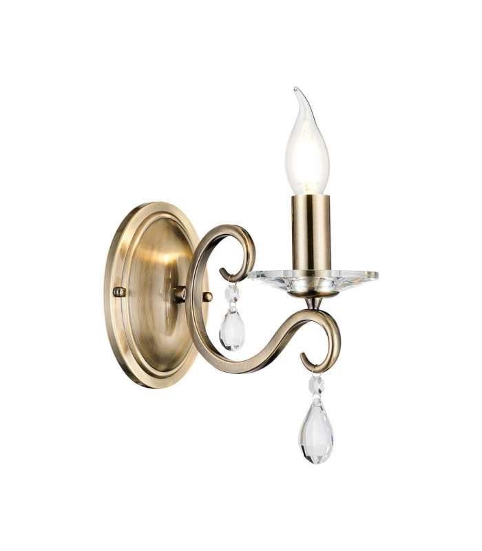 Bush Wall Lamp WITHOUT SHADE 1 Light E14 Antique Brass/Clear Crystal-1