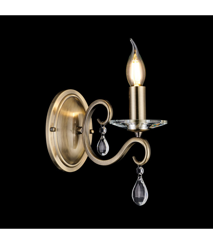 Bush Wall Lamp WITHOUT SHADE 1 Light E14 Antique Brass/Clear Crystal-3