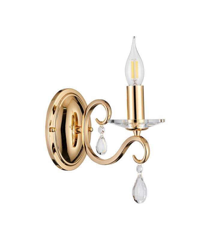 Bush Wall Lamp WITHOUT SHADE 1 Light E14 French Gold/Clear Crystal-4