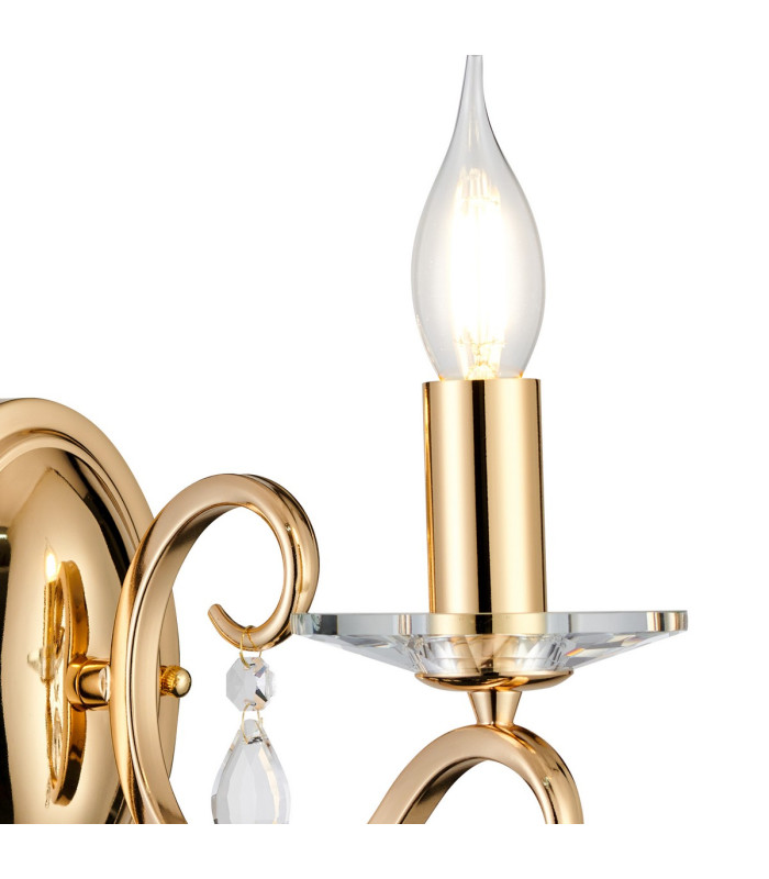 Bush Wall Lamp WITHOUT SHADE 1 Light E14 French Gold/Clear Crystal-6