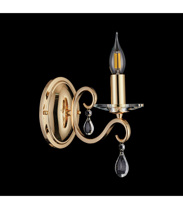 Bush Wall Lamp WITHOUT SHADE 1 Light E14 French Gold/Clear Crystal-7