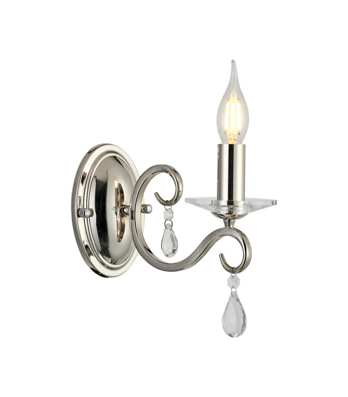 Bush Wall Lamp WITHOUT SHADE 1 Light E14 Polished Nickel/Clear Crystal-1
