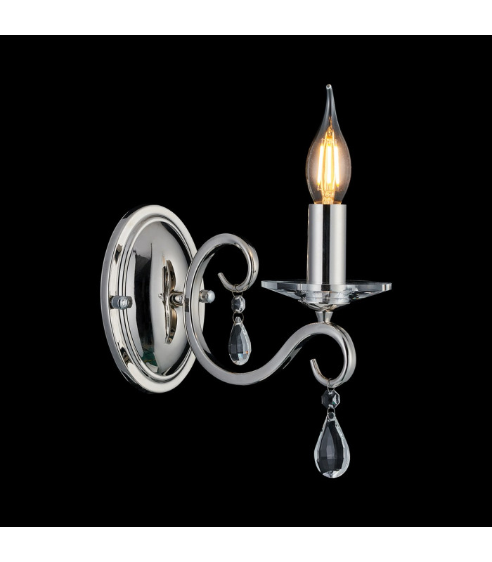 Bush Wall Lamp WITHOUT SHADE 1 Light E14 Polished Nickel/Clear Crystal-3