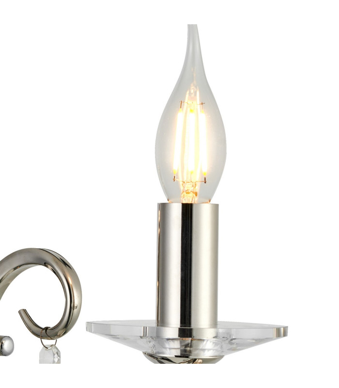 Bush Wall Lamp WITHOUT SHADE 1 Light E14 Polished Nickel/Clear Crystal-6