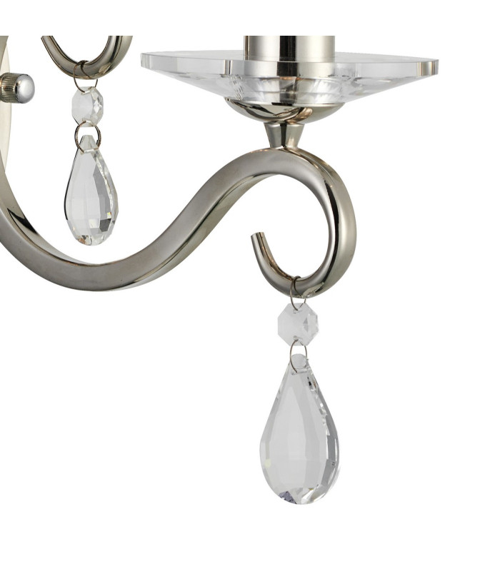 Bush Wall Lamp WITHOUT SHADE 1 Light E14 Polished Nickel/Clear Crystal-7