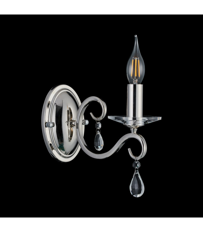 Bush Wall Lamp WITHOUT SHADE 1 Light E14 Polished Nickel/Clear Crystal-8