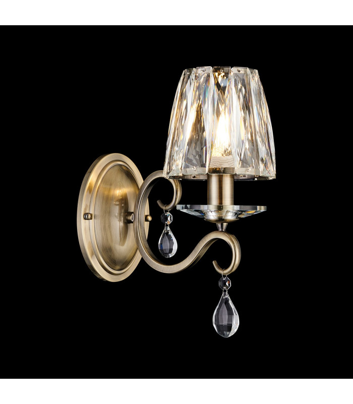 Bush Wall Lamp 1 Light E14 Antique Brass/Clear Crystal Shade (A)-3