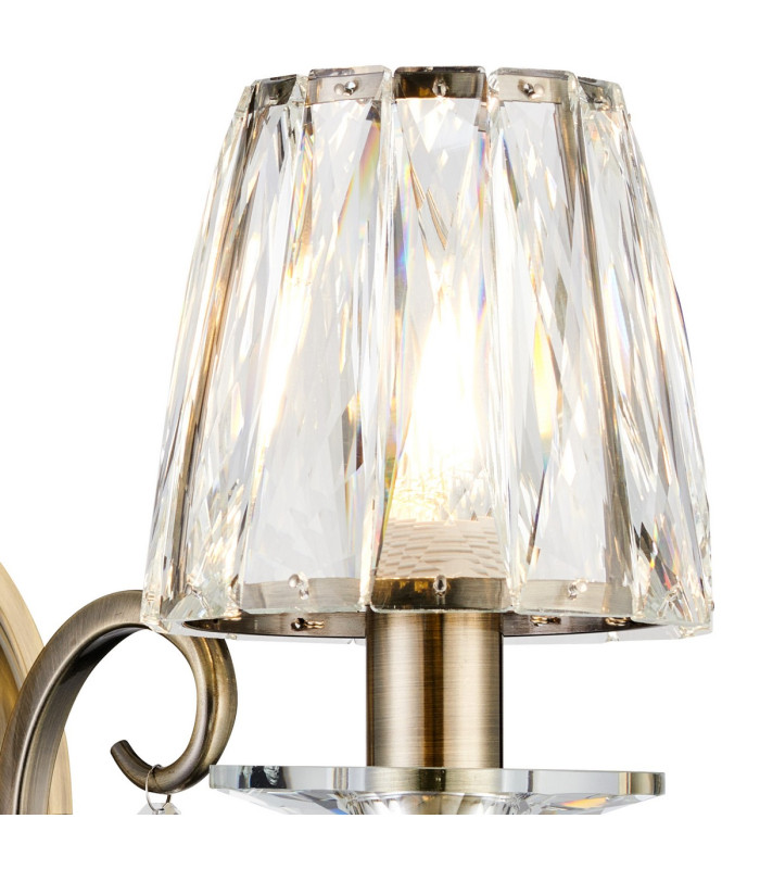 Bush Wall Lamp 1 Light E14 Antique Brass/Clear Crystal Shade (A)-6