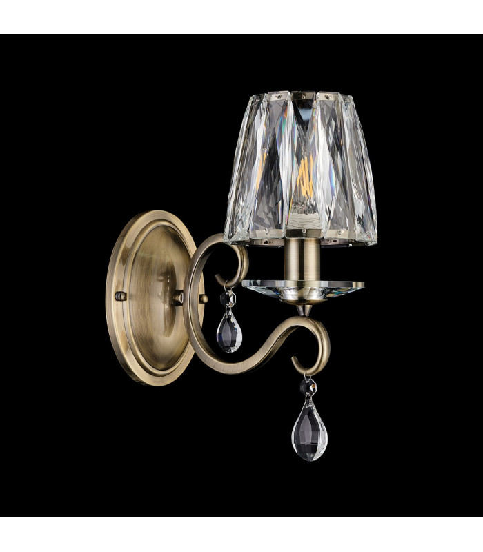Bush Wall Lamp 1 Light E14 Antique Brass/Clear Crystal Shade (A)-7