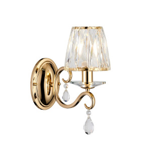 Bush Wall Lamp 1 Light E14 French Gold/Clear Crystal Shade (A)-1