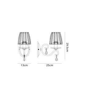 Bush Wall Lamp 1 Light E14 French Gold/Clear Crystal Shade (A)-2