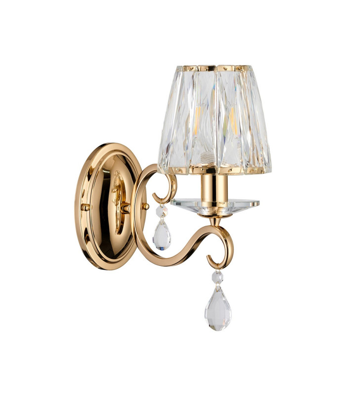 Bush Wall Lamp 1 Light E14 French Gold/Clear Crystal Shade (A)-3