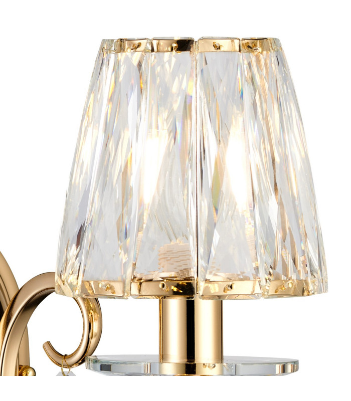 Bush Wall Lamp 1 Light E14 French Gold/Clear Crystal Shade (A)-5