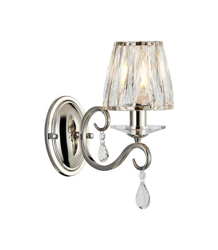 Bush Wall Lamp 1 Light E14 Polished Nickel/Clear Crystal Shade (A)-1