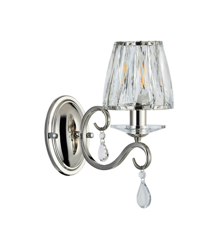 Bush Wall Lamp 1 Light E14 Polished Nickel/Clear Crystal Shade (A)-4