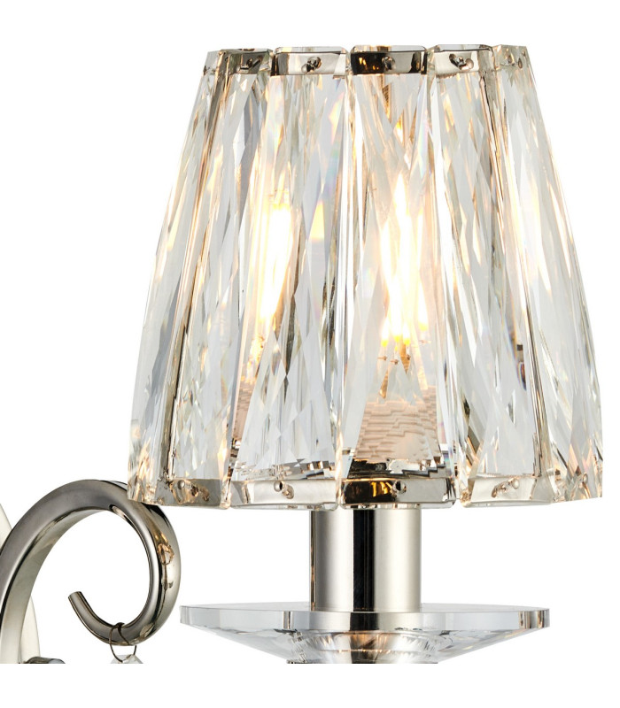 Bush Wall Lamp 1 Light E14 Polished Nickel/Clear Crystal Shade (A)-6