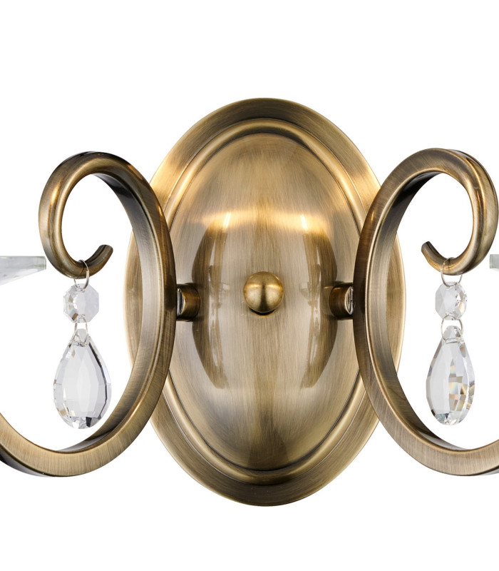 Bush Wall Lamp WITHOUT SHADE 2 Light E14 Antique Brass/Clear Crystal-5