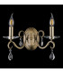 Bush Wall Lamp WITHOUT SHADE 2 Light E14 Antique Brass/Clear Crystal-8