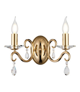 Bush Wall Lamp WITHOUT SHADE 2 Light E14 French Gold/Clear Crystal-1