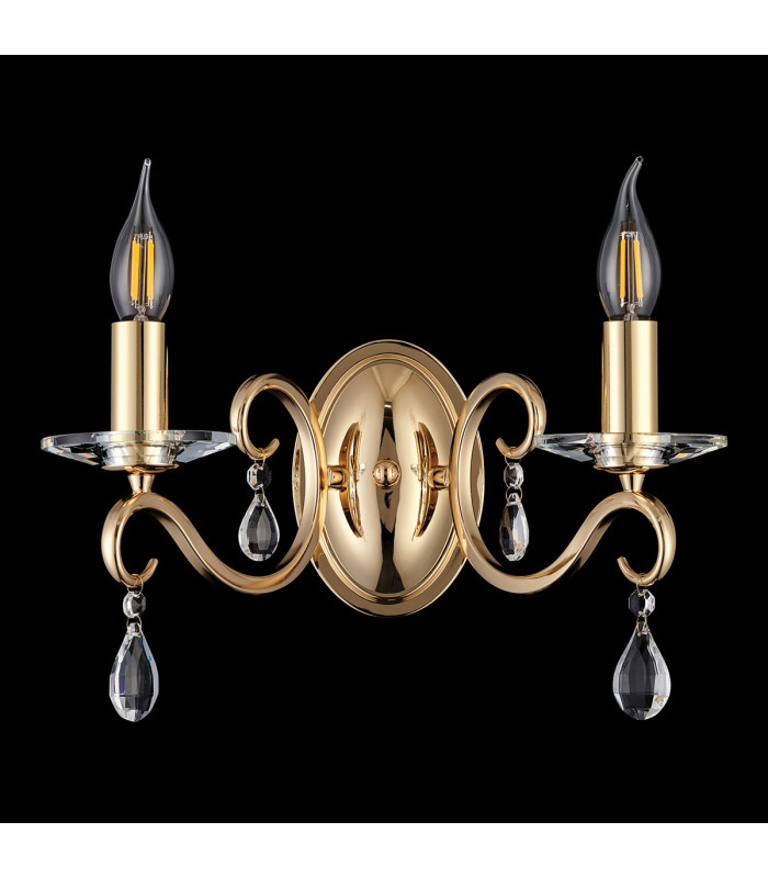 Bush Wall Lamp WITHOUT SHADE 2 Light E14 French Gold/Clear Crystal-8