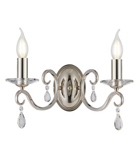 Bush Wall Lamp WITHOUT SHADE 2 Light E14 Polished Nickel/Clear Crystal-1