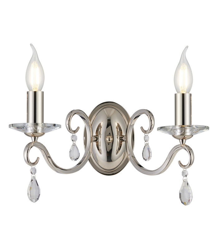 Bush Wall Lamp WITHOUT SHADE 2 Light E14 Polished Nickel/Clear Crystal-1
