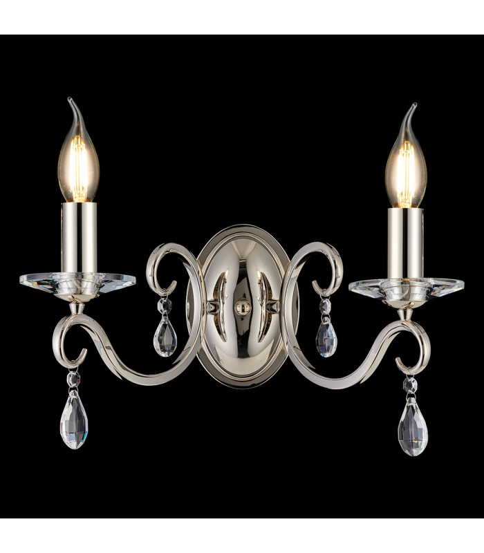 Bush Wall Lamp WITHOUT SHADE 2 Light E14 Polished Nickel/Clear Crystal-3