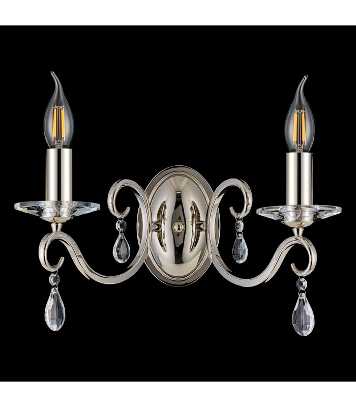 Bush Wall Lamp WITHOUT SHADE 2 Light E14 Polished Nickel/Clear Crystal-8
