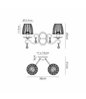 Bush Wall Lamp 2 Light E14 Antique Brass/Clear Crystal Shade (A)-2